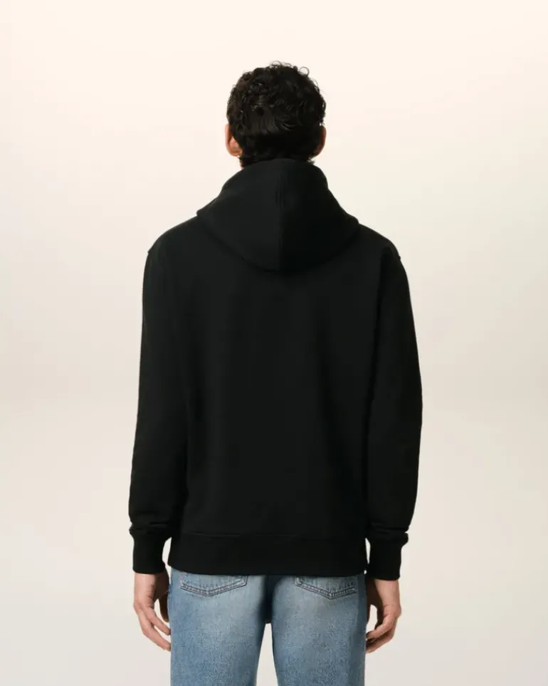 Ami Paris Cotton Ami de Coeur Zipped Hoodie BLACK New