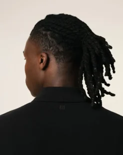 Ami Paris Cotton Ami de Coeur Polo Shirt BLACK Flash Sale