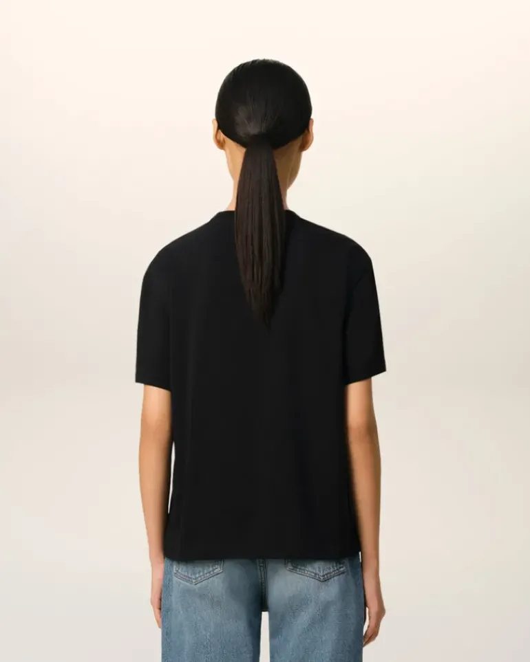 Ami Paris Cotton Ami de Coeur T-Shirt BLACK Cheap