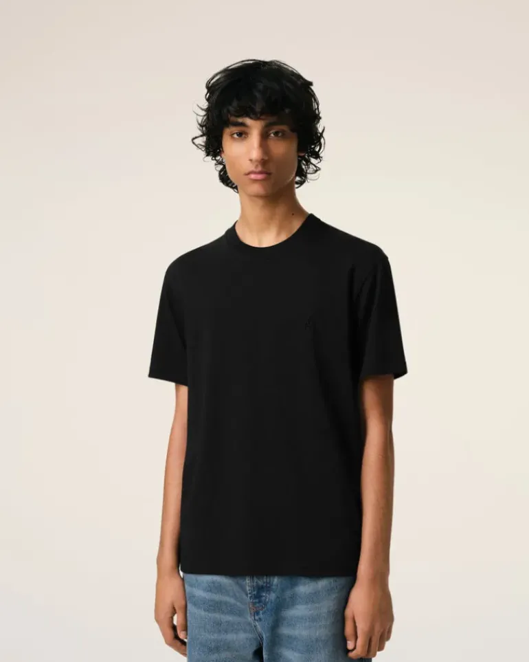 Ami Paris Cotton Ami de Coeur T-Shirt BLACK Cheap