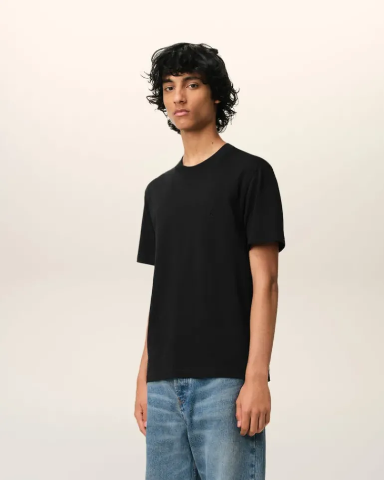 Ami Paris Cotton Ami de Coeur T-Shirt BLACK Cheap