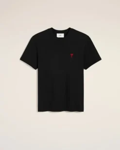 Ami Paris Cotton Ami de Coeur T-Shirt BLACK Hot