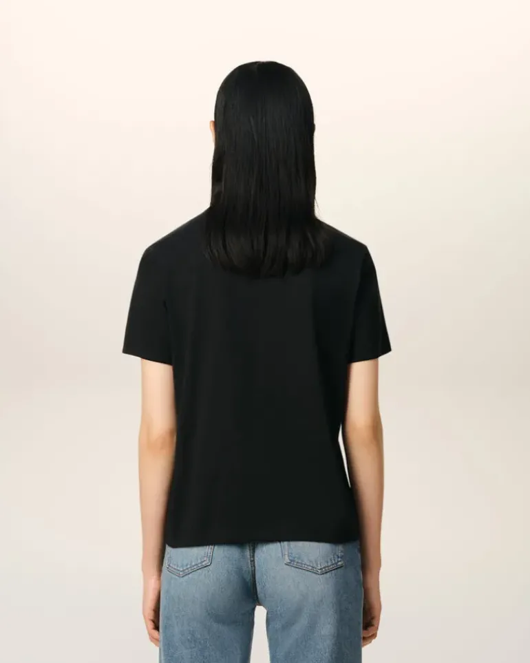 Ami Paris Cotton Ami de Coeur T-Shirt BLACK Hot