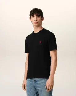 Ami Paris Cotton Ami de Coeur T-Shirt BLACK Hot