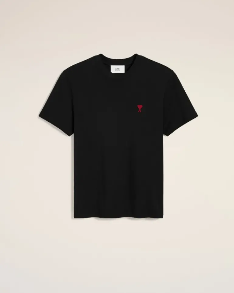 Ami Paris Cotton Ami de Coeur T-Shirt BLACK Hot