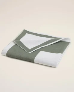 Ami Paris Black Cotton Bicolor Beach Towel WHITE CREAM/LODEN Store