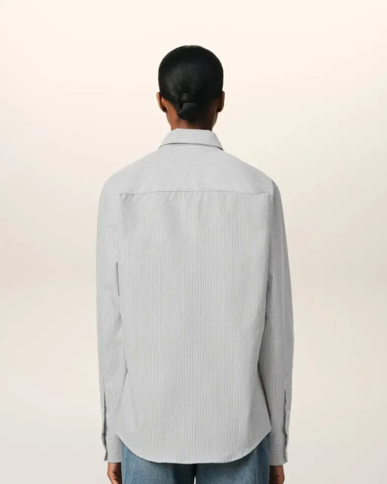 Ami Paris Black Cotton Button-Down Ami de Coeur Shirt BLACK/NATURAL WHITE Shop