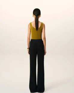 Ami Paris Flare Fit Elasticated Trousers BLACK Shop