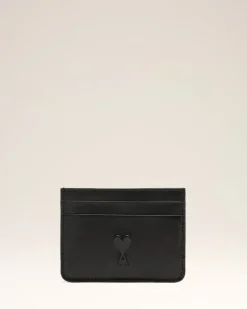 Ami Paris Leather Ami de Coeur Card Holder BLACK Store