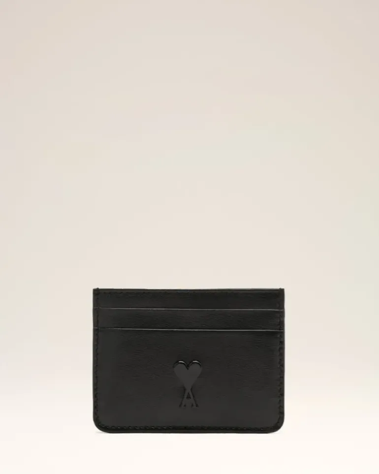 Ami Paris Leather Ami de Coeur Card Holder BLACK Store