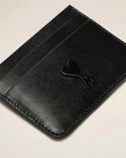 Ami Paris Leather Ami de Coeur Card Holder BLACK Store