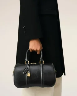 Ami Paris Leather Boston Bag BLACK Cheap
