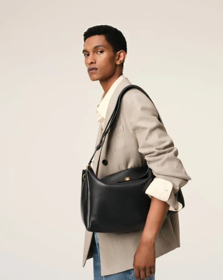 Ami Paris Leather Large Carrousel Bag BLACK Store