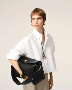 Ami Paris Leather Large Carrousel Bag BLACK Store