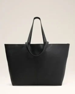 Ami Paris Leather Midi Maxi Tote Bag BLACK Fashion
