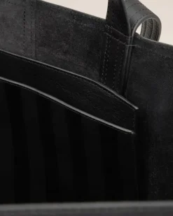 Ami Paris Leather Midi Maxi Tote Bag BLACK Fashion