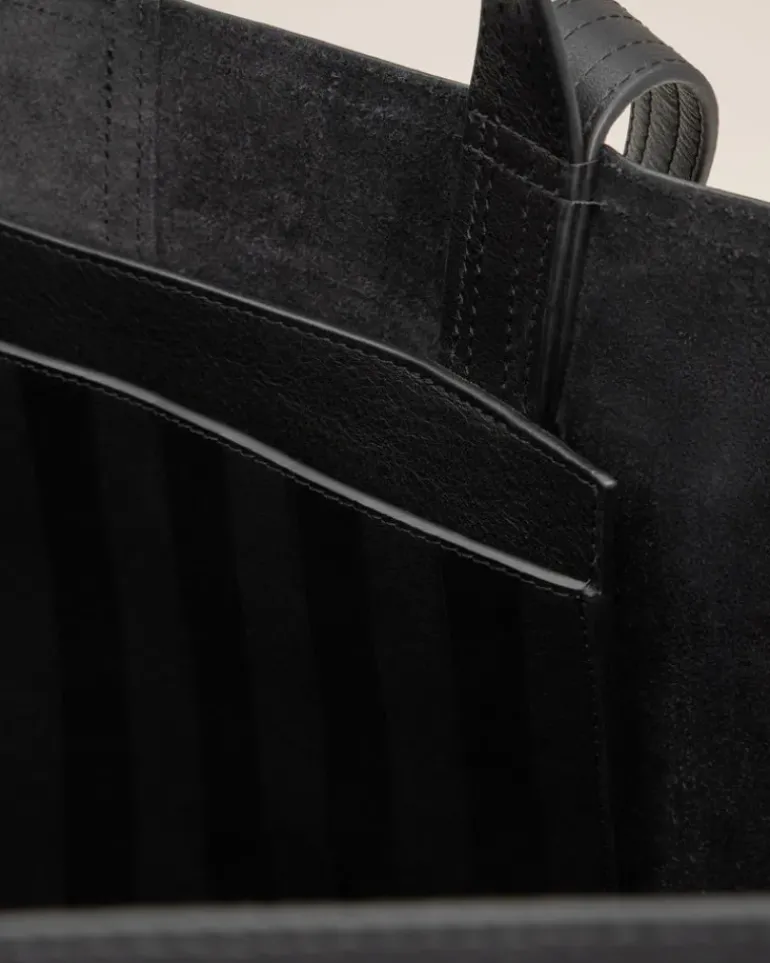 Ami Paris Leather Midi Maxi Tote Bag BLACK Fashion