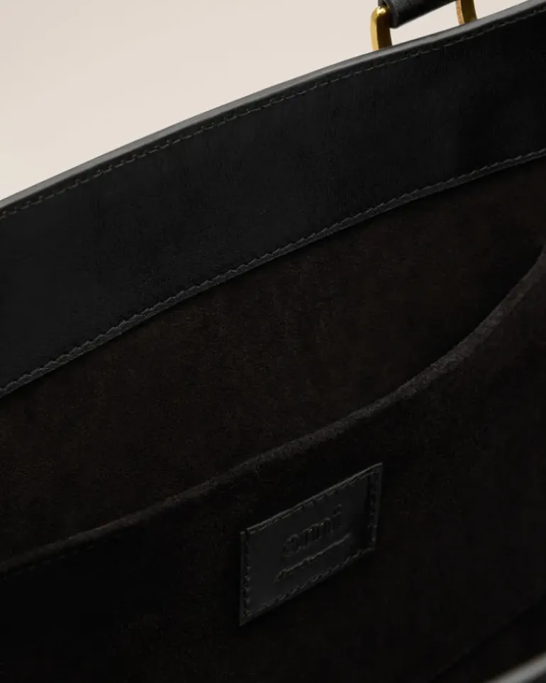 Ami Paris Leather North South Tote Bag BLACK Best Sale