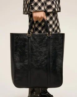 Ami Paris Leather North South Tote Bag BLACK Best Sale