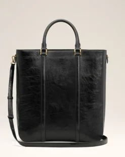 Ami Paris Leather North South Tote Bag BLACK Best Sale