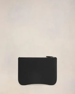 Ami Paris Black Leather Paris Paris Pouch BLACK/VIBRATED SILVER Clearance