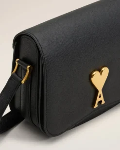 Ami Paris Leather Paris Paris Bag BLACK New