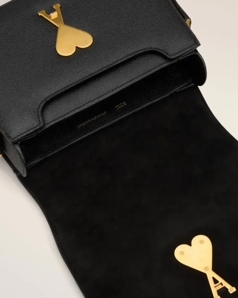 Ami Paris Leather Paris Paris Bag BLACK New