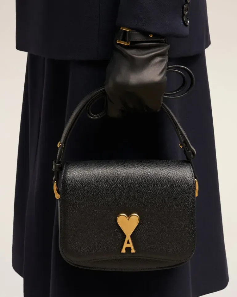 Ami Paris Leather Paris Paris Bag BLACK New