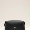 Ami Paris Black Leather Paris Paris Toiletry Pouch BLACK/VIBRATED SILVER Clearance