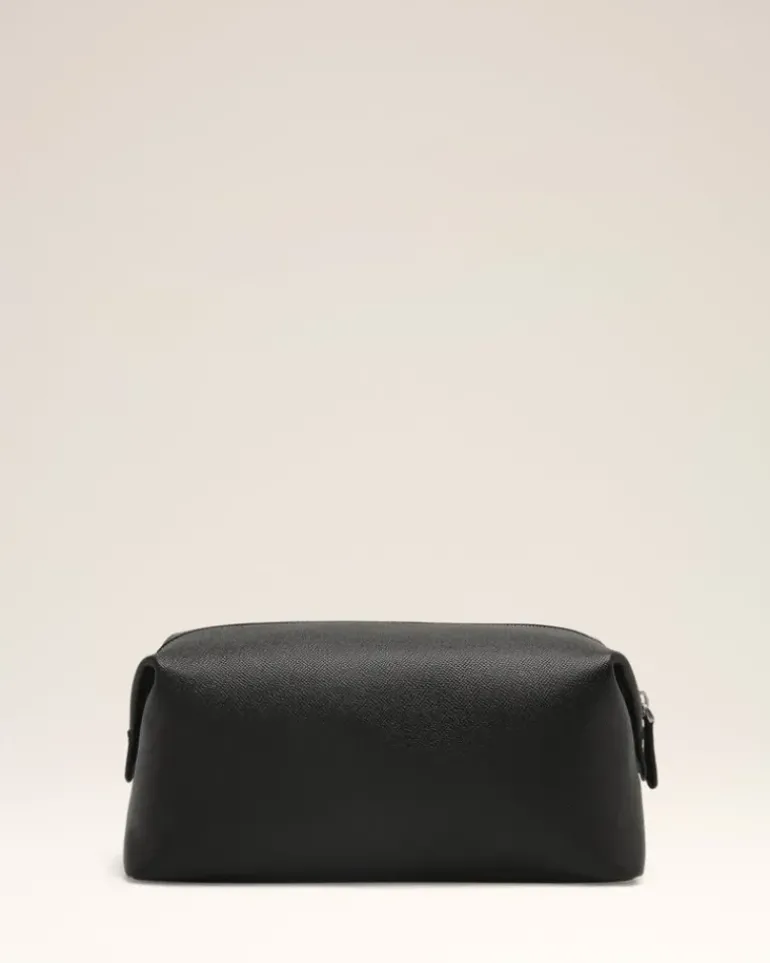 Ami Paris Black Leather Paris Paris Toiletry Pouch BLACK/VIBRATED SILVER Clearance