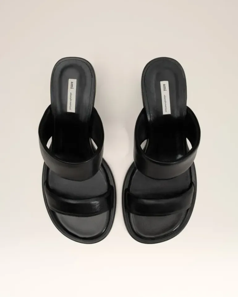 Ami Paris Leather Piano Sandals BLACK Best Sale