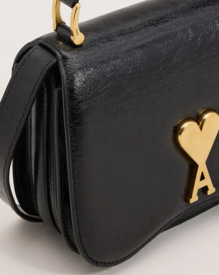 Ami Paris Leather Top Handle Paris Paris Bag BLACK Online