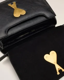 Ami Paris Leather Top Handle Paris Paris Bag BLACK Online