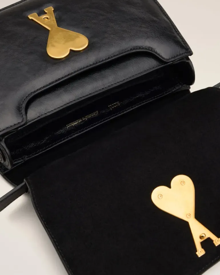Ami Paris Leather Top Handle Paris Paris Bag BLACK Online