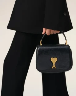 Ami Paris Leather Top Handle Paris Paris Bag BLACK Online