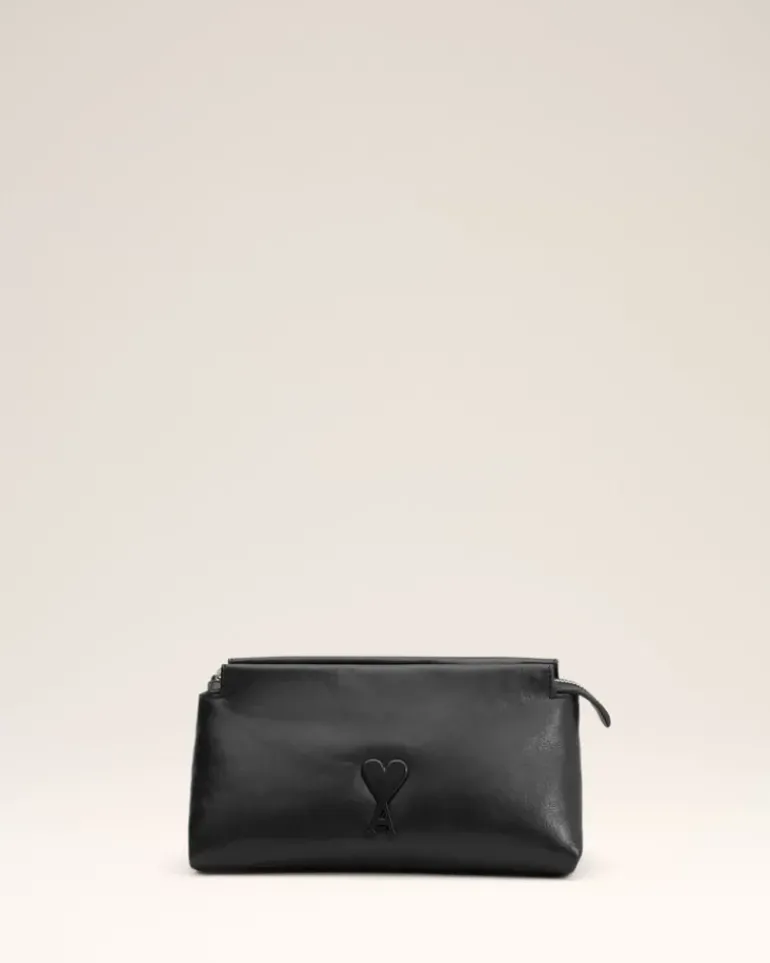 Ami Paris Leather Voulez-Vous Pouch BLACK Clearance