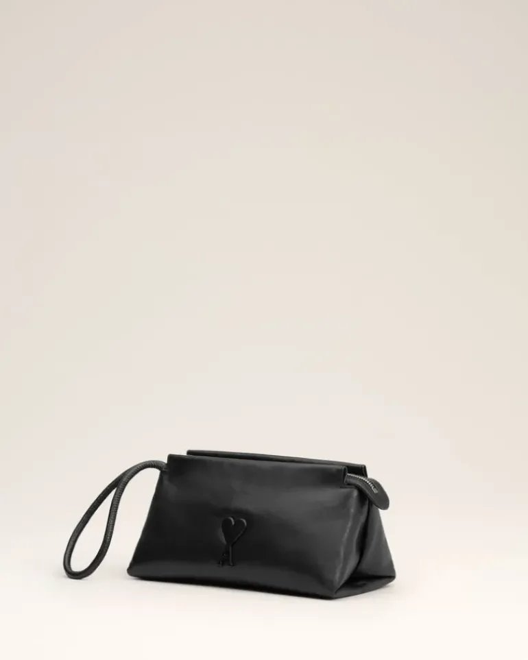Ami Paris Leather Voulez-Vous Pouch BLACK Clearance
