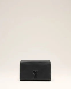 Ami Paris Leather Voulez-Vous Wallet Strap BLACK Best