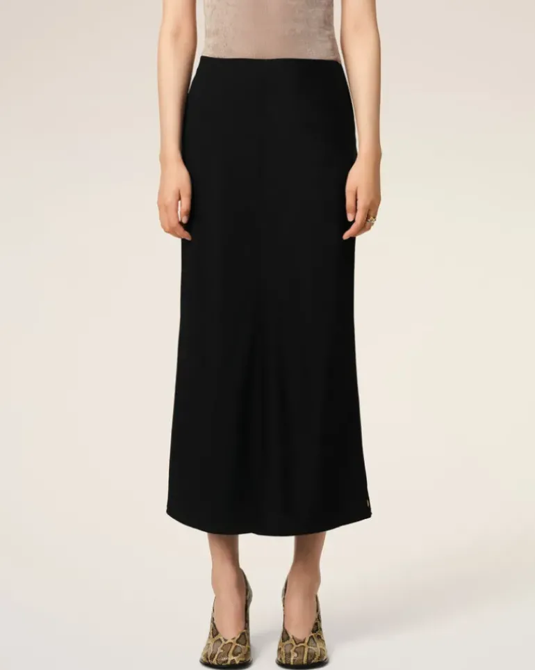 Ami Paris Straight Midi Skirt BLACK Best Sale