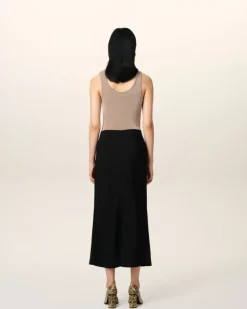 Ami Paris Straight Midi Skirt BLACK Best Sale