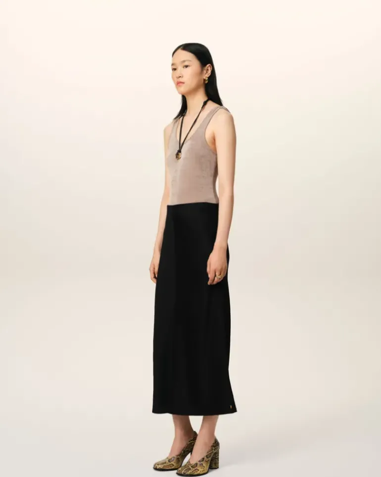 Ami Paris Straight Midi Skirt BLACK Best Sale