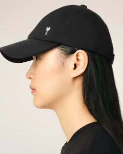Ami Paris Twill Ami de Coeur Stud Cap BLACK Outlet