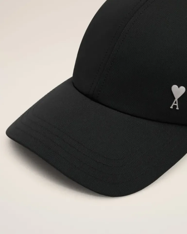 Ami Paris Twill Ami de Coeur Stud Cap BLACK Outlet