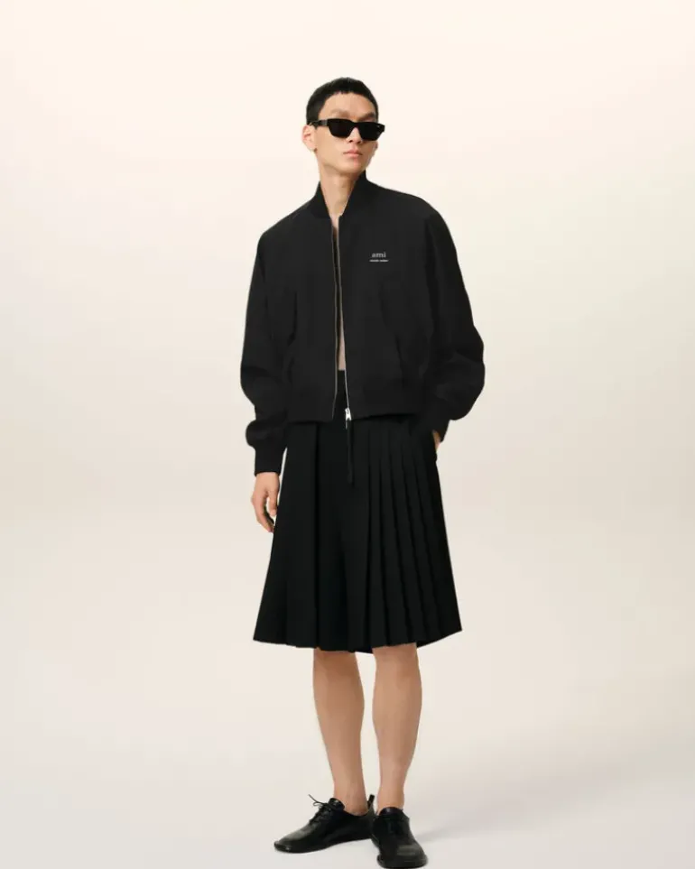 Ami Paris Twill Bomber BLACK Clearance