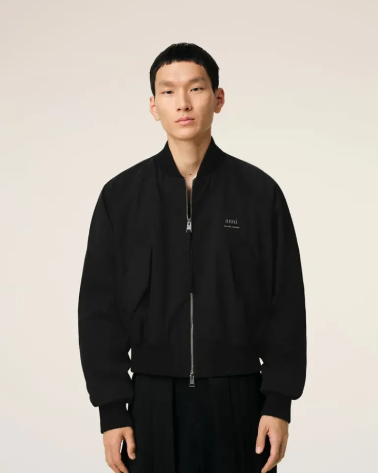 Ami Paris Twill Bomber BLACK Clearance