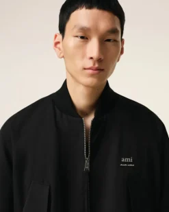 Ami Paris Twill Bomber BLACK Clearance