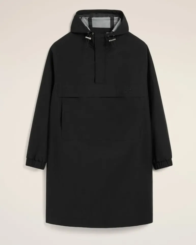 Ami Paris Water-repellent Long Hooded Windbreaker BLACK Fashion