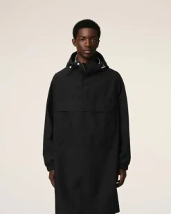 Ami Paris Water-repellent Long Hooded Windbreaker BLACK Fashion