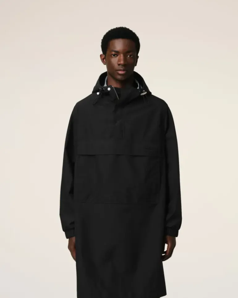 Ami Paris Water-repellent Long Hooded Windbreaker BLACK Fashion