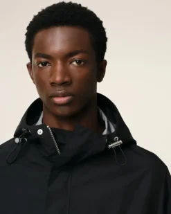 Ami Paris Water-repellent Long Hooded Windbreaker BLACK Fashion